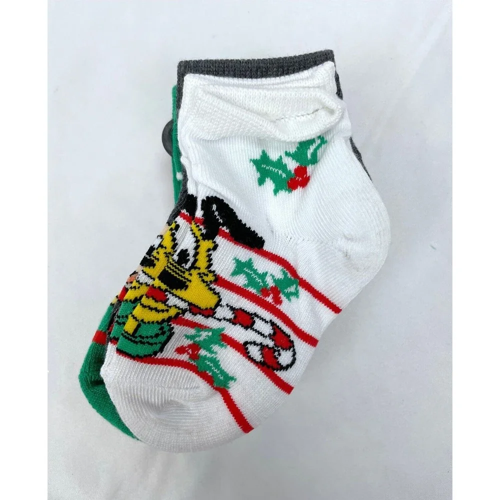 Disney Mickey Mouse Toddler Christmas Crew Socks 4-7 Donald Goofy Pluto 5 Pack